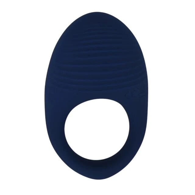 TABOOBOO Inel vibrator pentru penis Between You and Me din silicon cu striații rezistent la apă albastru