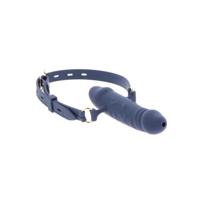 Taboom Calus pentru jocuri erotice - Breathable Penis Gag cu curea reglabila din silicon albastru
