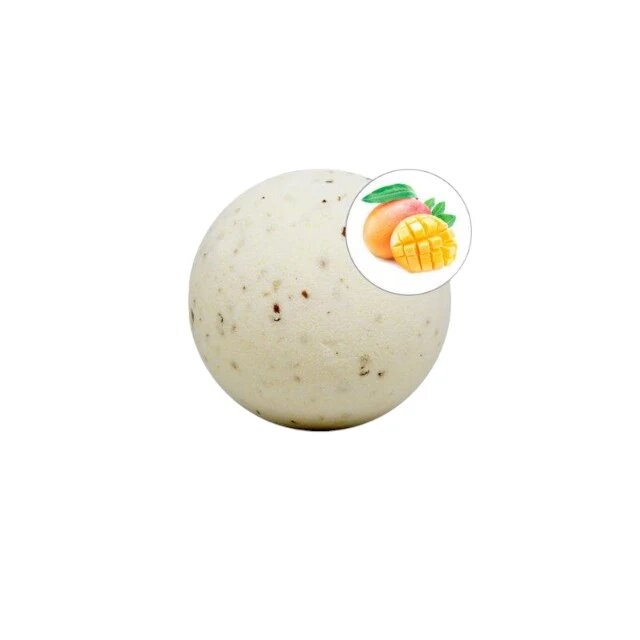 TALOKA Bombă de baie efervescentă Mango Bath Bomb pentru băi erotice în cuplu cu aromă de mango și petale de trandafir 150 g