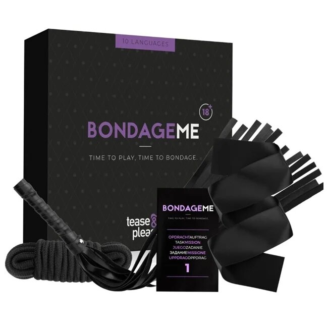 TEASE & PLEASE Set jocuri erotice - BONDAGE ME franghie bici si bandana pentru acoperirea ochilor 3 piese