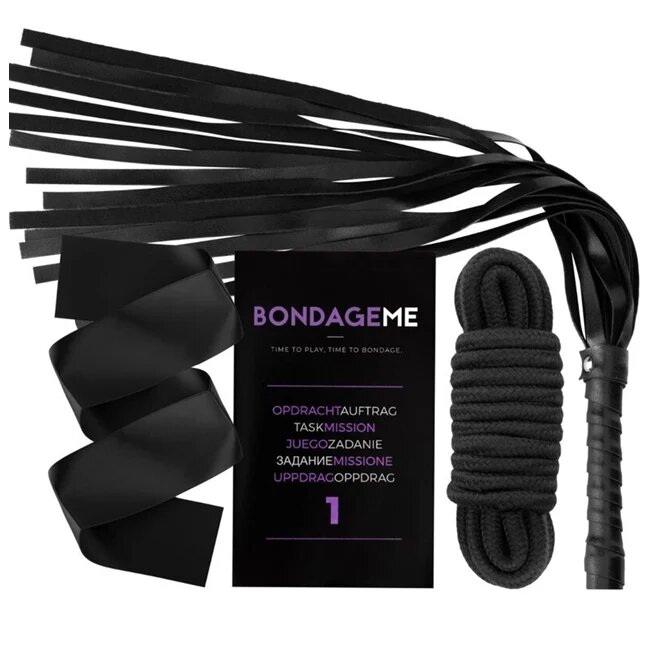 TEASE & PLEASE Set jocuri erotice - BONDAGE ME franghie bici si bandana pentru acoperirea ochilor 3 piese