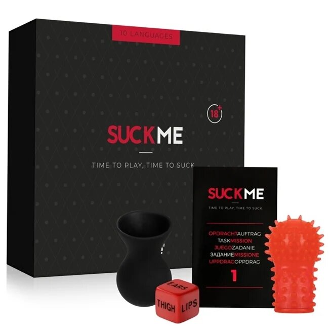 TEASE & PLEASE Set jocuri erotice - SUCK ME ventuza pentru mamelon zar si finger sleeve 3 piese