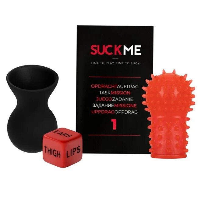 TEASE & PLEASE Set jocuri erotice - SUCK ME ventuza pentru mamelon zar si finger sleeve 3 piese
