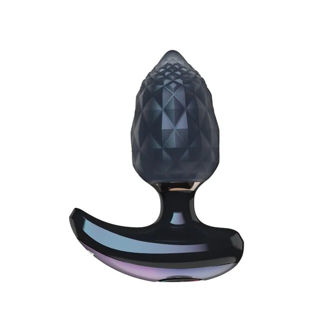 TINGON Vibrator anal A1 cu aplicație textură geometrică pentru stimulare unică 12 funcții de vibrație 5 viteze gri cu negru