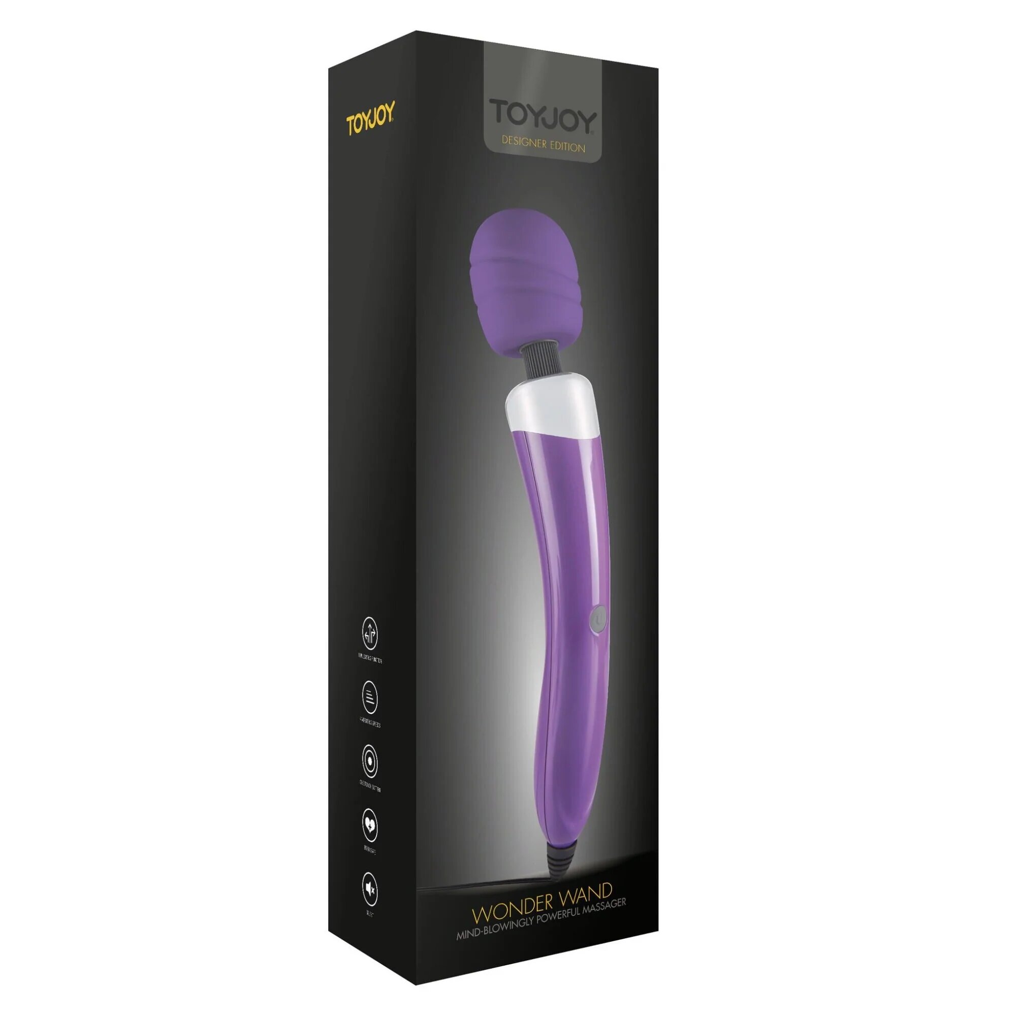 TOY JOY Aparat de masaj - Wonder Wand pentru corp si zonele intime 3 functii de vibratie mov 33.5 cm