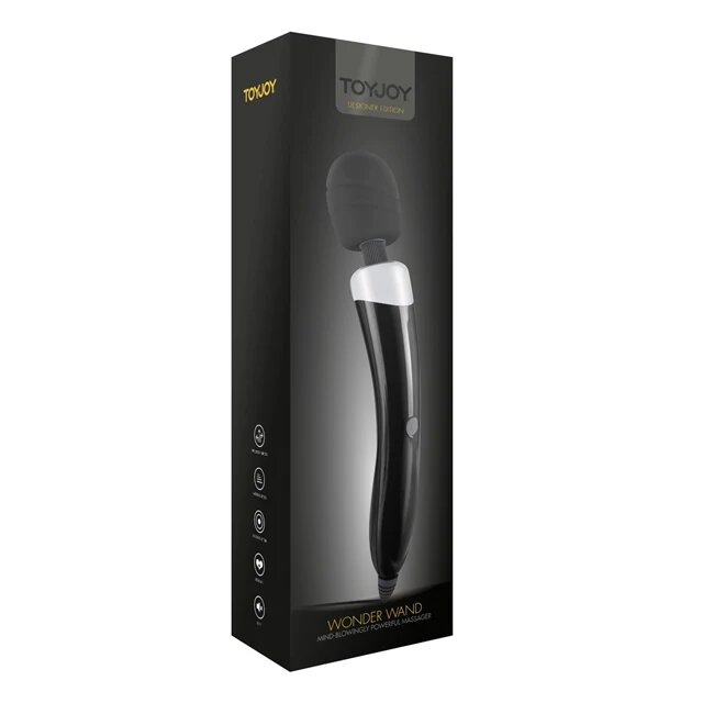 TOY JOY Aparat de masaj - Wonder Wand pentru corp si zonele intime 3 functii de vibratie negru 33.5 cm