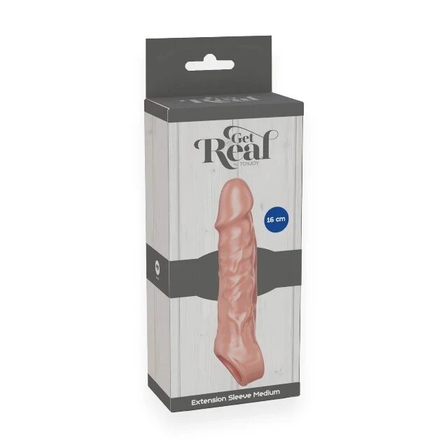 TOY JOY Manșon pentru penis Get Real by TOY JOY cu inel pentru penis lungime 16 cm din material moale TPE culoarea pielii