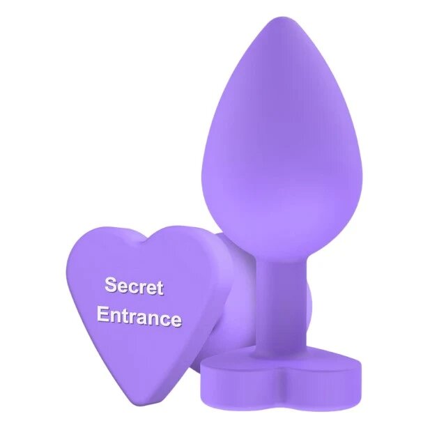 TOY JOY Plug anal Anal Play Booty Sweethearts cu mesaj „Secret Entrance” pe baza în formă de inimă diametru 3.5 cm mov