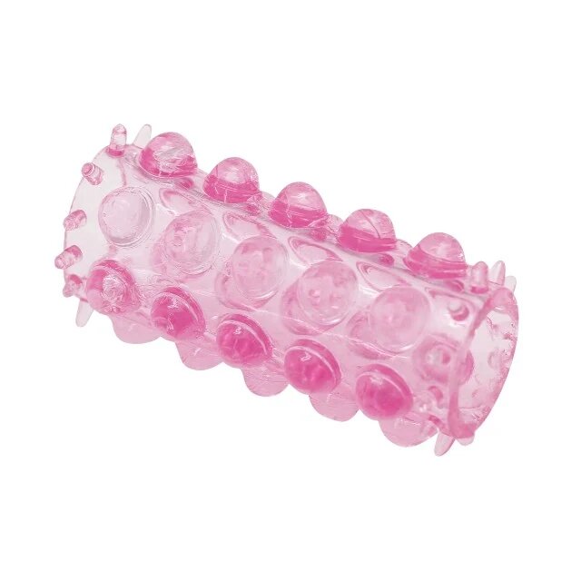 TOYZ4LOVERS Manșon pentru penis cu striații Long Ring pentru stimulare intensă și îngroșare roz transparent (00802818)