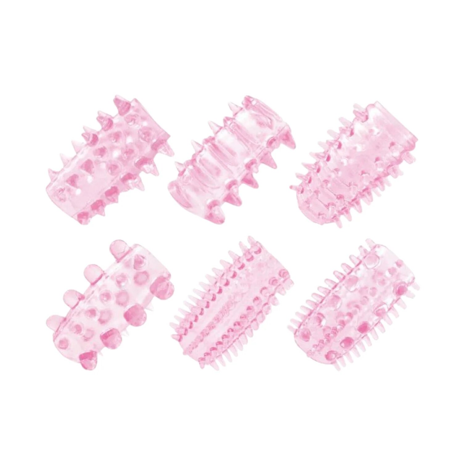 TOYZ4LOVERS Set manșoane pentru penis Pleasure pentru stimulare intensă și îngroșare cu 6 tipuri de striații roz transparent