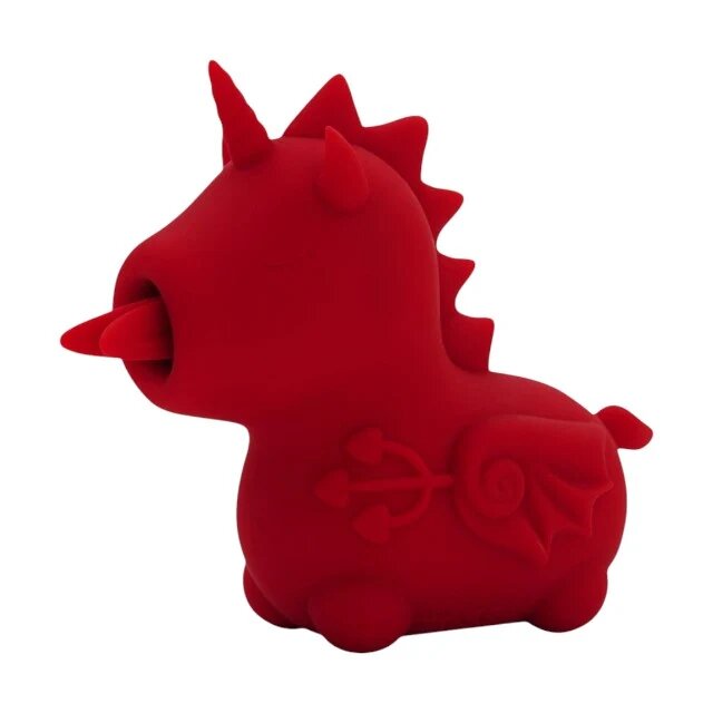 UNIHORN Stimulator clitoris Blaze Diablo în formă de unicorn cu coarne de diavol 10 funcții de vibrație 10 funcții de mișcare roșu