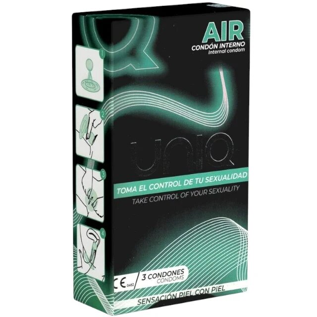 UNIQ Prezervative pentru femei - AIR negru cu verde 3 buc