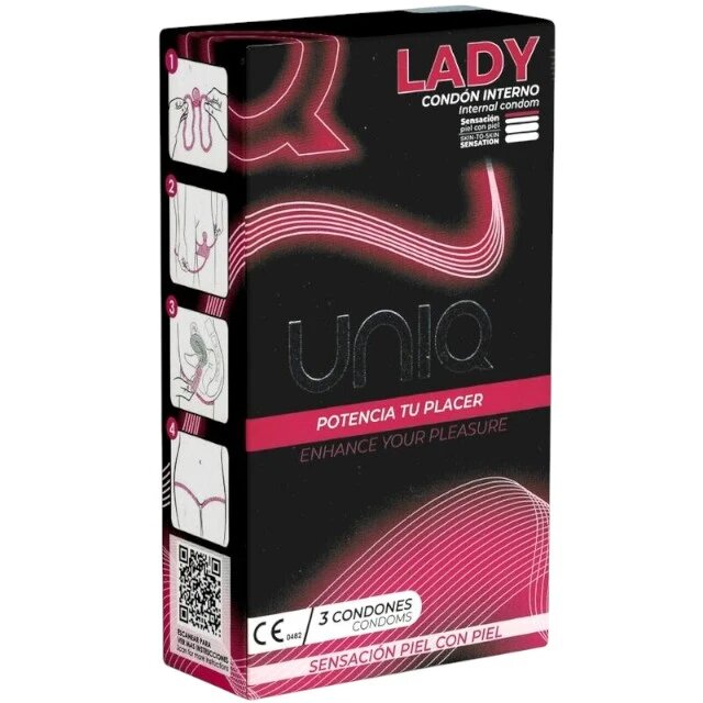 UNIQ Prezervative pentru femei - LADY negru cu rosu 3 buc