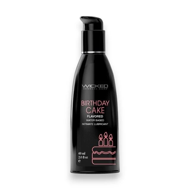 WICKED SENSUAL CARE Lubrifiant cu aromă WICKED Birthday Cake formulă inovatoare pe bază de apă efect de durată aromă de tort 60 ml