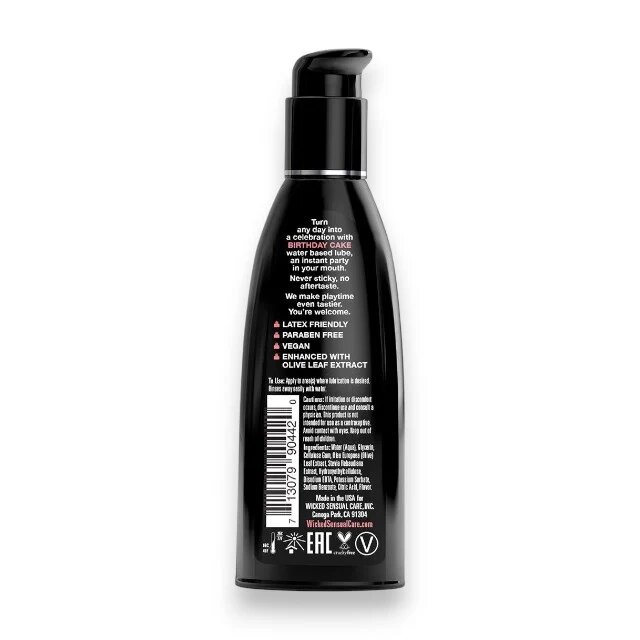WICKED SENSUAL CARE Lubrifiant cu aromă WICKED Birthday Cake formulă inovatoare pe bază de apă efect de durată aromă de tort 60 ml