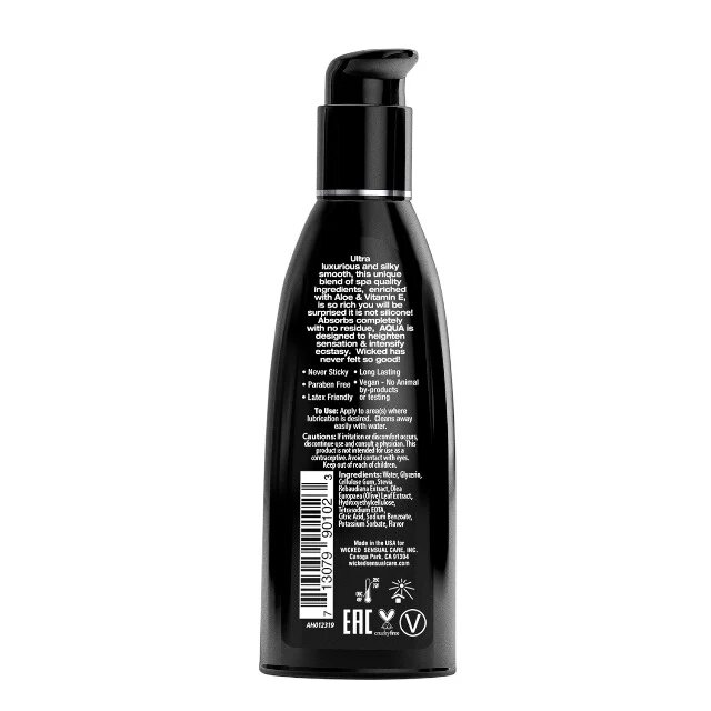 WICKED SENSUAL CARE Lubrifiant pe bază de apă WICKED Aqua formulă inovatoare cu aloe vera vitamina E și extract de frunză de măslin 60 ml