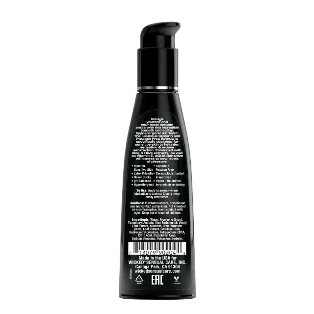 WICKED SENSUAL CARE Lubrifiant pe bază de apă WICKED Aqua Sensitive formulă inovatoare potrivită pentru pielea sensibilă 120 ml