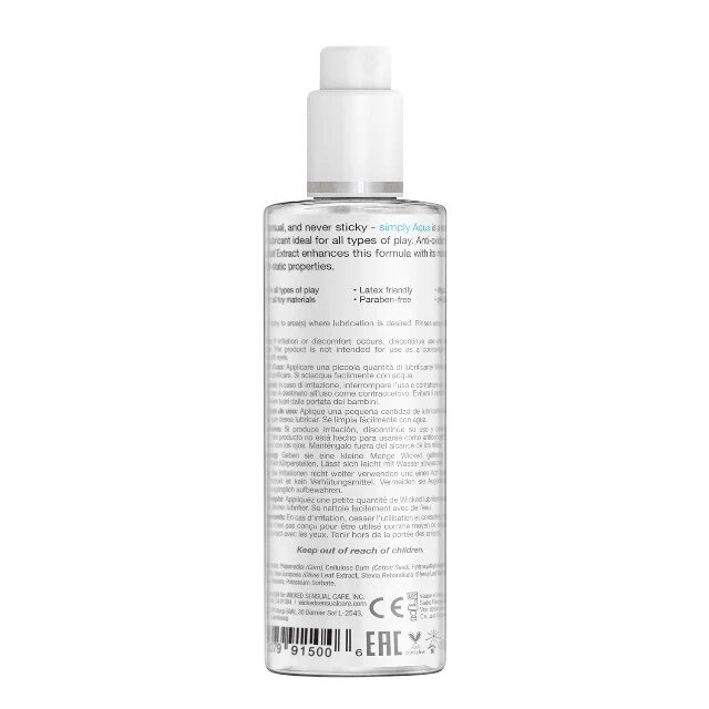 WICKED SENSUAL CARE Lubrifiant pe bază de apă WICKED Simply Aqua Special Edition formulă inovatoare cu extract de frunză de măslin 120 ml