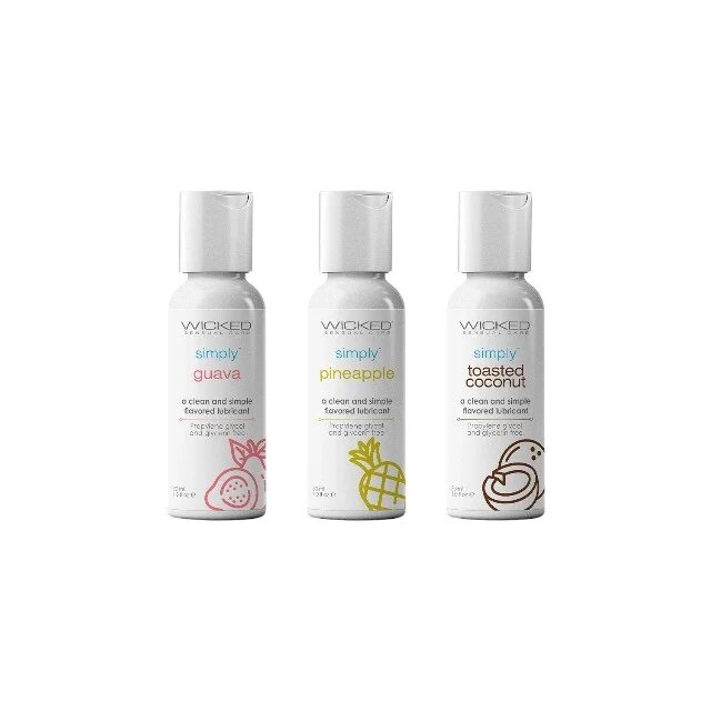 WICKED SENSUAL CARE Set 3 lubrifianți WICKED Simply Tropical Trio formulă inovatoare pe bază de apă cu arome de guava ananas și cocos 3 x 30 ml