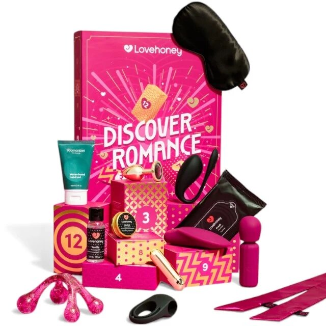 WOMANIZER Set jucării erotice Discover Romance cu jucării si accesorii erotice articole de bondage cosmetice 12 surprize