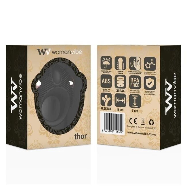 Womanvibe Inel vibrator - Thor atasabil penisului pentru stimularea clitorisului silicon negru