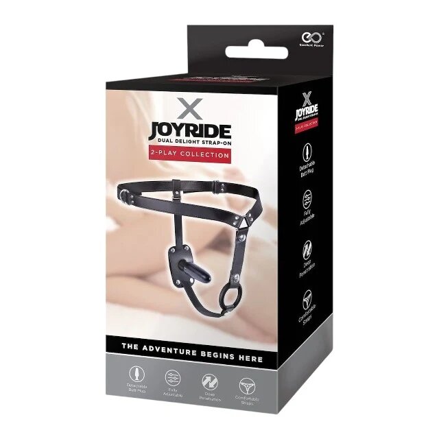 X JOYRIDE Ham Dual Delight Strap-On cu inel pentru penis și plug anal detașabil bretele ajustabile negru
