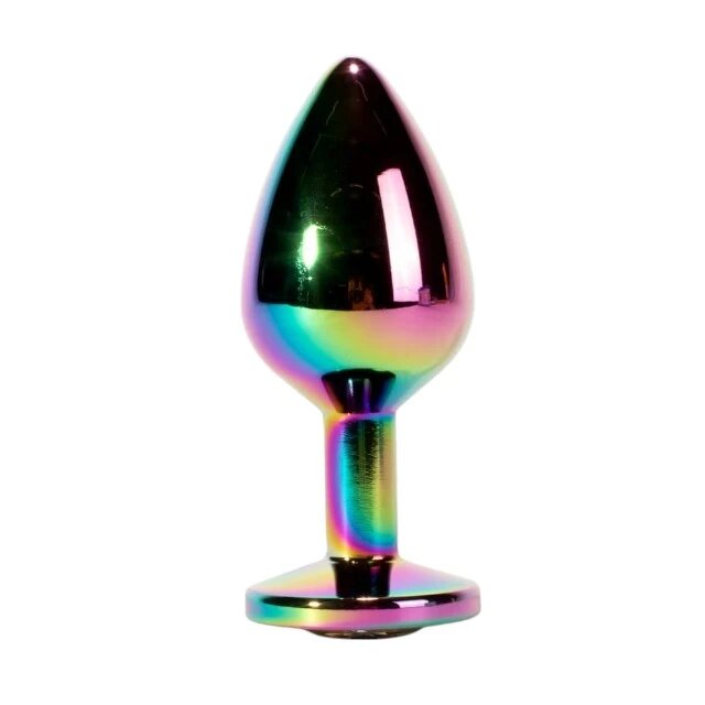 X-MEN Plug anal Secret Shine Metal Butt Plug bază cu cristal lungime 8.2 cm diametru 3.4 cm (mărime M) multicolor