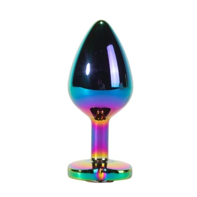 X-MEN Plug anal Secret Shine Metal Butt Plug bază cu cristal lungime 9.5 cm diametru 4.1 cm (mărime L) multicolor