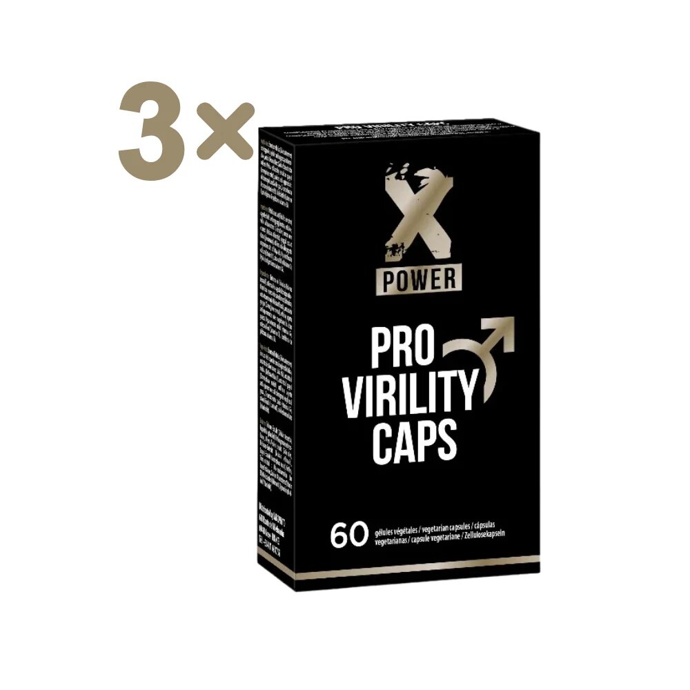 XPOWER Pachet bărbați: 3 cutii capsule Pro Virility pentru potență virilitate stimulare erecție și creștere testosteron 3 x 60 buc