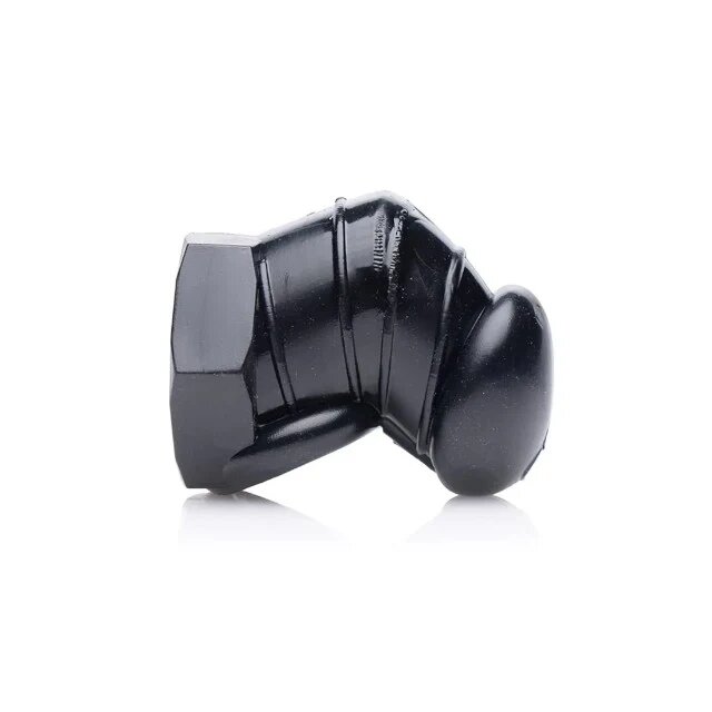XR Brands Cușcă pentru penis Detained pentru castitate bărbați din cauciuc cu pereți rigizi pentru stimulare negru diamentru 2.8 cm