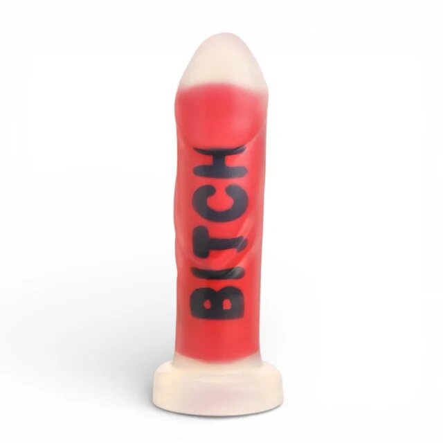 XR Brands Dildo Bitch compatibil cu hamuri strap-on din silicon premium culoare roșu 18.5 cm