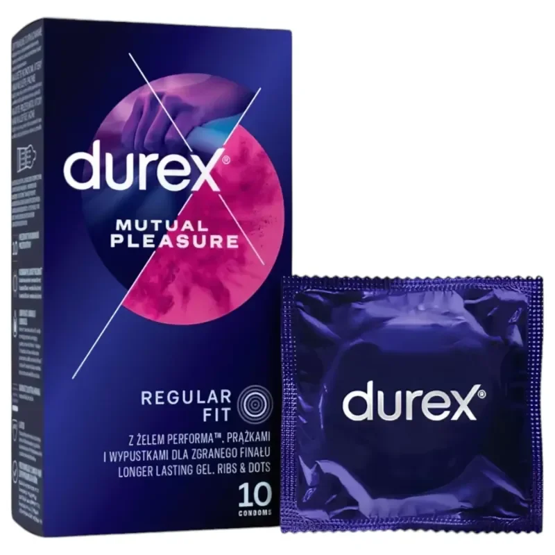DUREX Prezervative cu striatii Mutual Pleasure regular fit cu