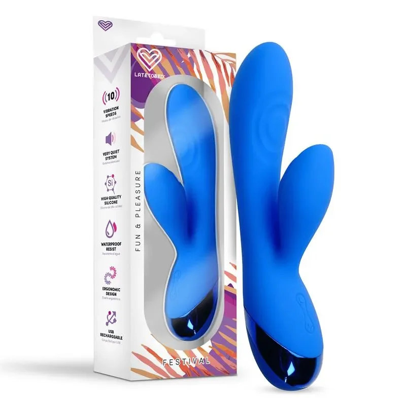 FESTIVAL Stimulator cu vibratii USB albastru