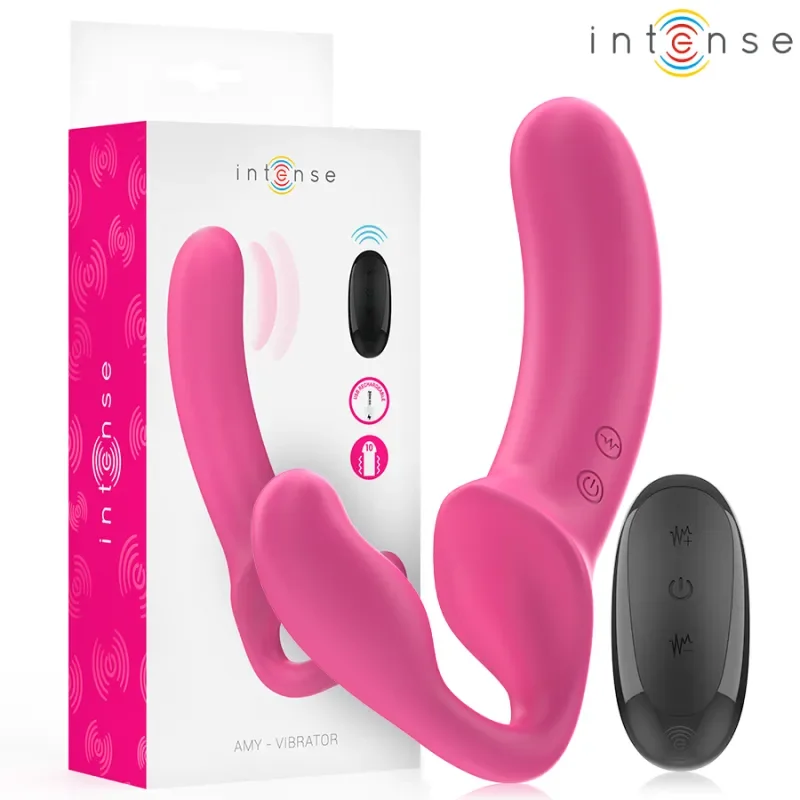 INTENSE Vibrator – AMY dublu cu telecomanda roz 20 cm