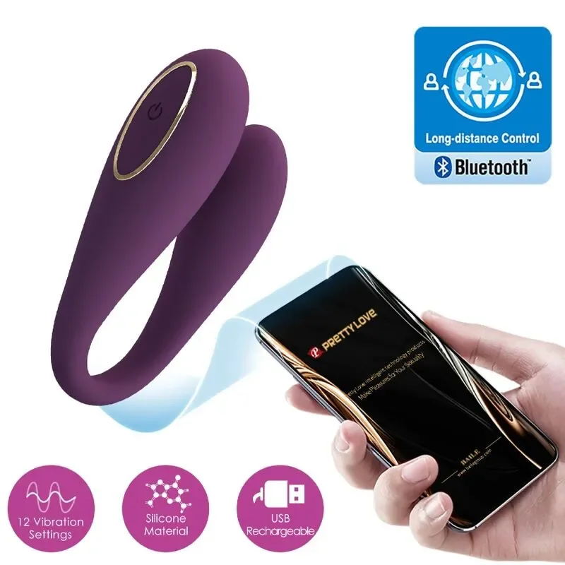 PRETTYLOVE Vibrator dublu August cu telecomanda –