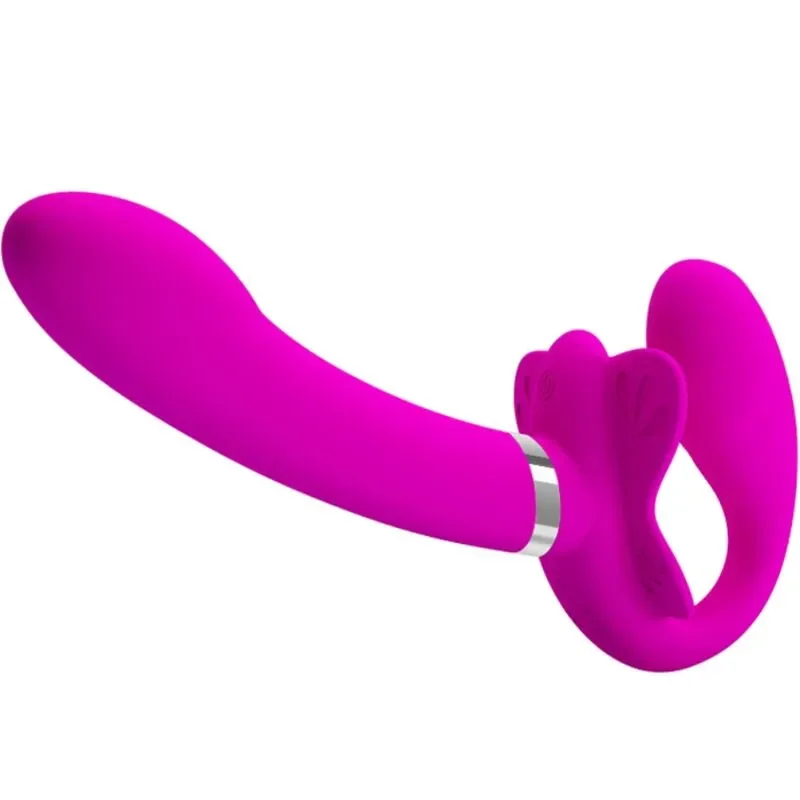 PRETTYLOVE Vibrator dublu VALERIE strap-on fara ham 12 functii de