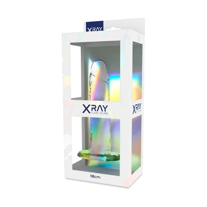 X Ray Dildo transparent cu testicule 18 cm / Ø 4 cm
