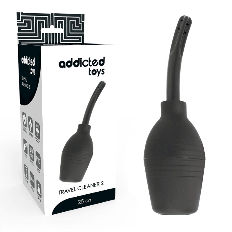 ADDICTED TOYS Duș anal – Squeeze Clean din TPR hipoalergenic cu vârf subțire și pulverizare uniformă culoare neagră