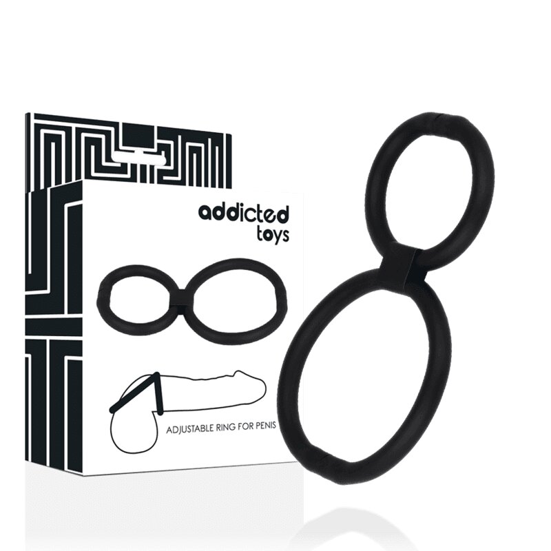 ADDICTED TOYS Inel dublu pentru penis – Adjustable Rings din silicon flexibil pentru susținerea erecției și stimulare intensă