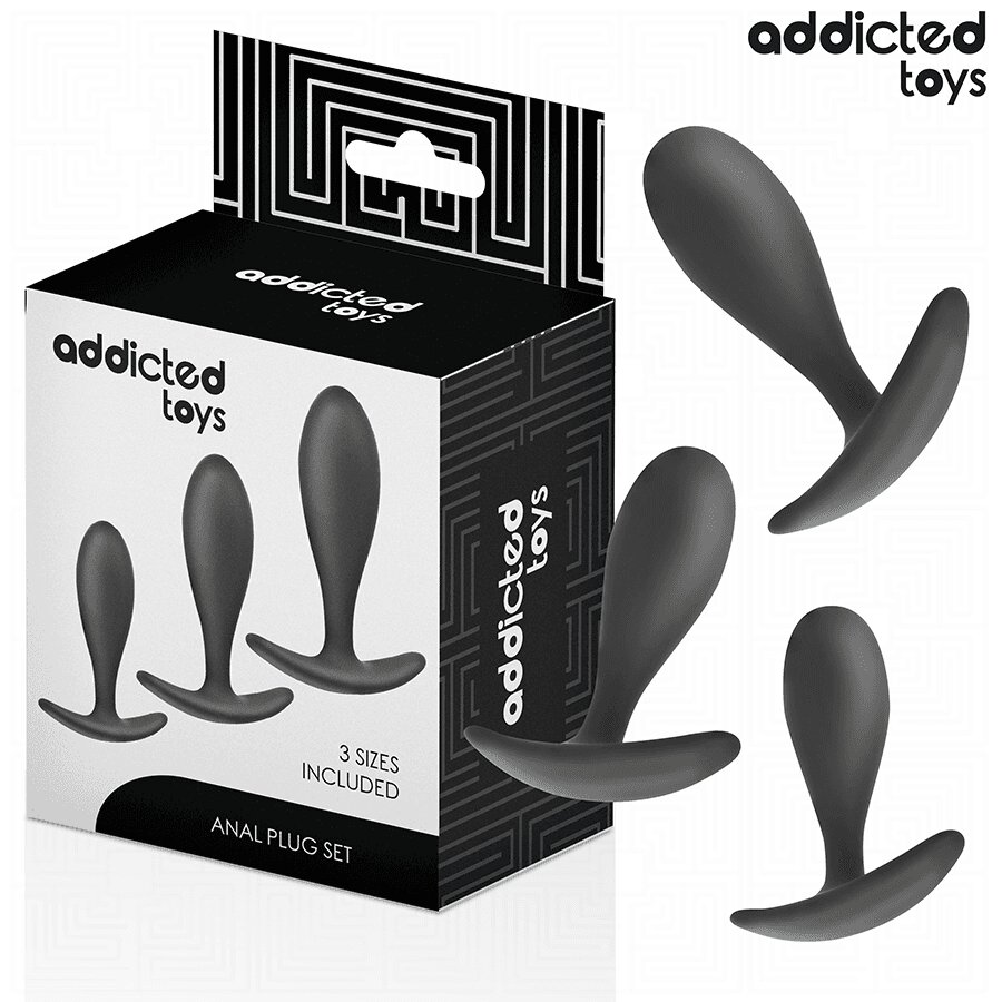 ADDICTED TOYS Set 3 pluguri anale – Anal Plug Silicone Model 2 silicon medical mărimi S/M/L