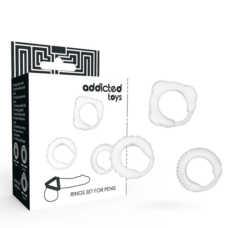 ADDICTED TOYS Set inele pentru penis pentru erecție fermă și întârzierea ejaculării transparent 3 bucăți