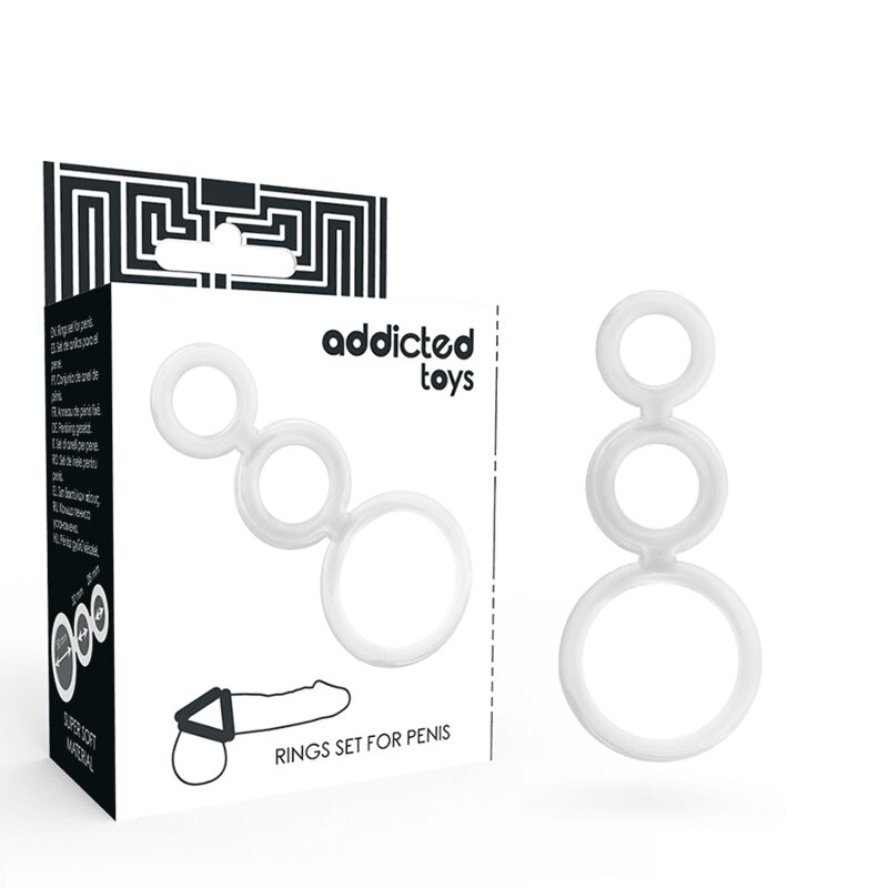 ADDICTED TOYS Set inele pentru penis pentru susținerea erecției și întârzierea ejaculării transparent 3 bucăți