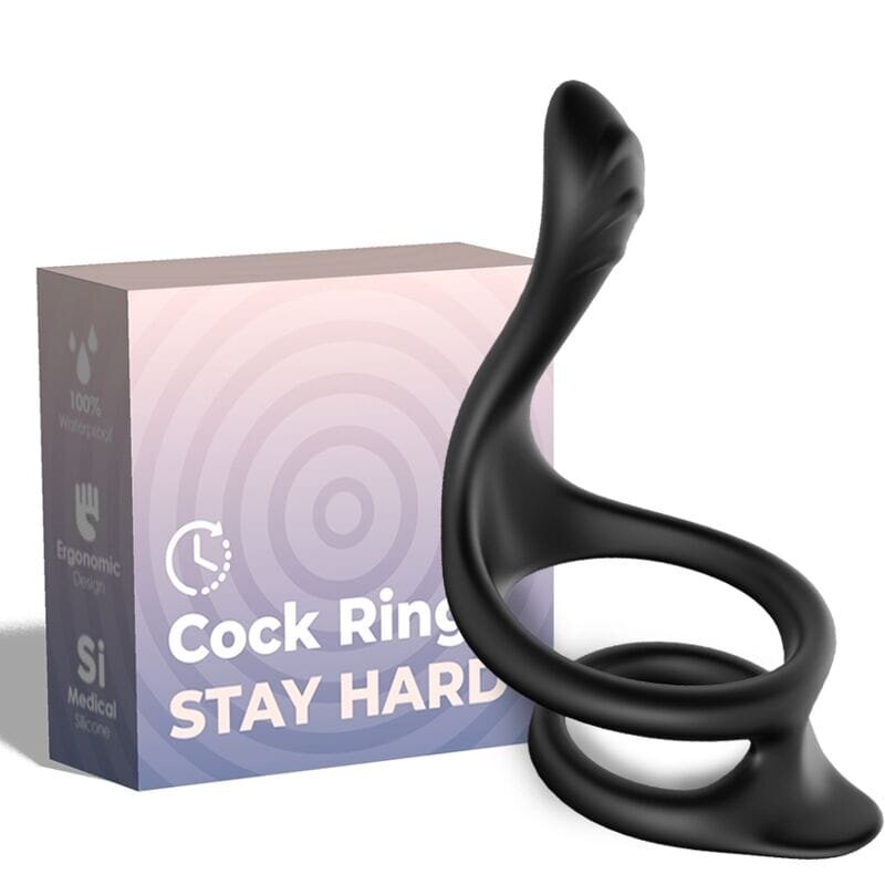 ARMONY Inel dublu – Tail din silicon medical pentru penis și testicule negru