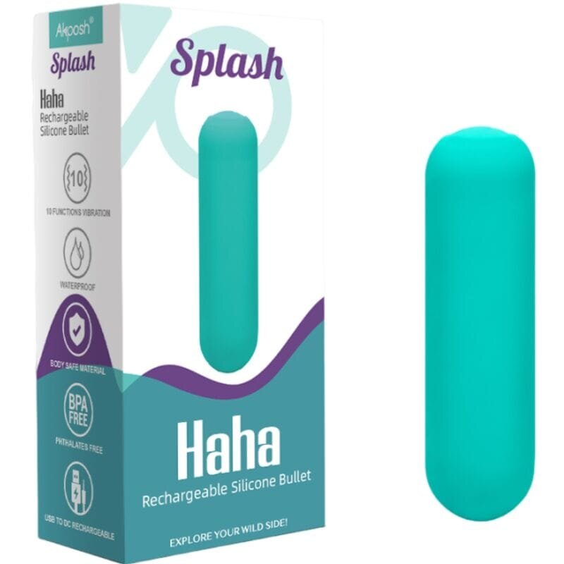 ARMONY Vibrator bullet – Splash Haha din silicon 10 vibrații verde 7.5 x 1.9 cm