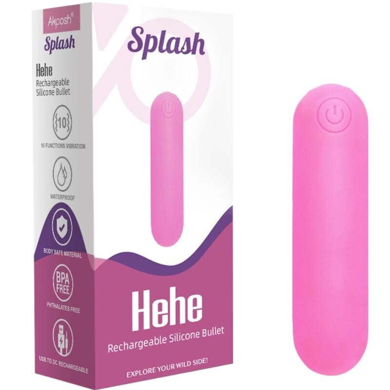 ARMONY Vibrator bullet – Splash Hehe din silicon 10 vibrații roz 6.5 x 1.5 cm