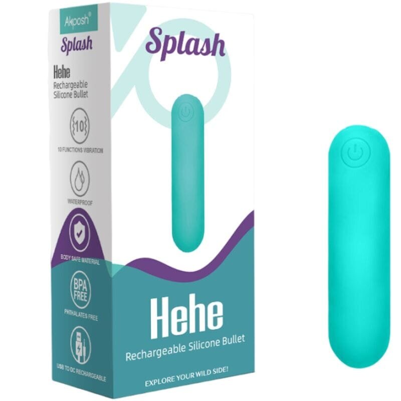 ARMONY Vibrator bullet – Splash Hehe din silicon 10 vibrații verde 6.5 x 1.5 cm