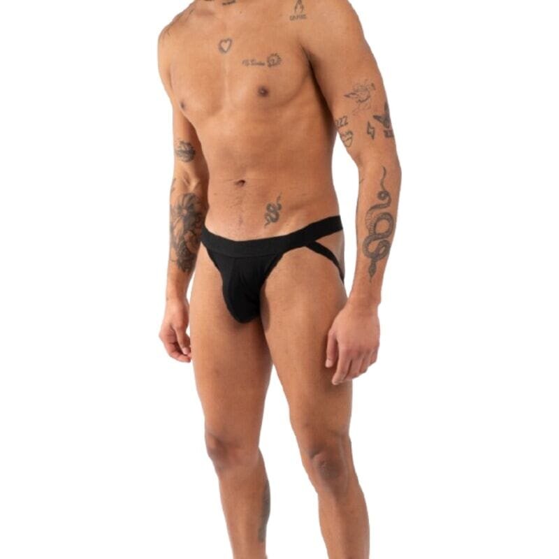 BURN Chiloti pentru barbati - JOCK 011 Double Black design transparent cu efect lucios culoare neagră mărimea L