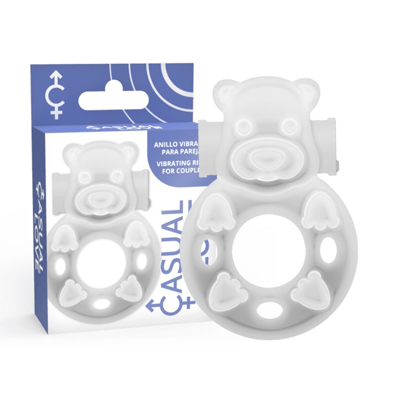 Casual Inel vibrant Love – Ring 26 din TPR flexibil cu vibrații pentru stimulare clitoridiană transparent