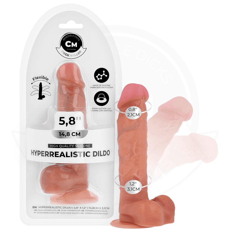 COCK MILLER Dildo articulabil – Hyperrealistic Articulable Dildo silicon medical ventuză puternică 14.8 cm