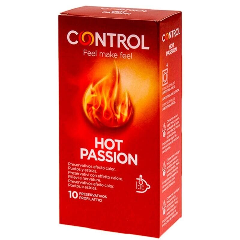 CONTROL Prezervative – Hot Passion cu efect de încălzire și textură cu puncte și striații 10 bucăți